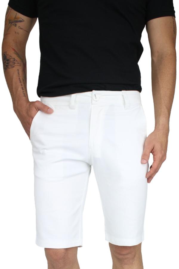 Bermuda De Vestir Color Blanco De Algodón Corte Slim Fit Para Hombre